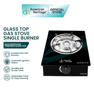 American Heritage Glass Top Gas Stove Single Burner AHSBG-6208