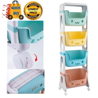4Tier Toy Storage Rack Snack Organizer Trolley Rack with Movable Wheels Multipurpose Trolley Cart