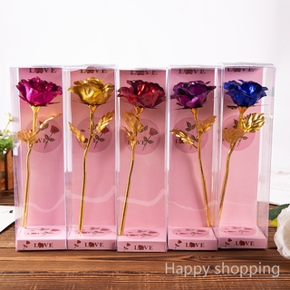 Gold Foil Rose Flower Gift Box Christmas Creative Gift Valentine's Day Small Gift Gold Foil Flower Christmas