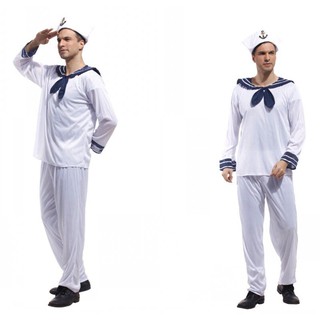 Seaman Navy Costume Men Adult Sailor Cosplay White Worker Uniform Fancy Halloween Costumes Carnival Festival Performance