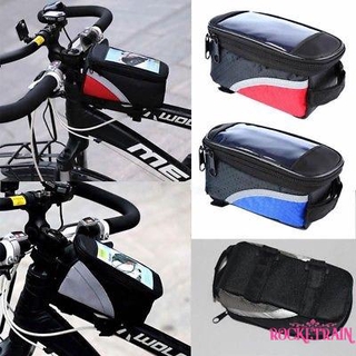 ✿Sc♚Bicycle front frame waterproof mobile phone bag mountain bike bracket hanging storage bag (1)