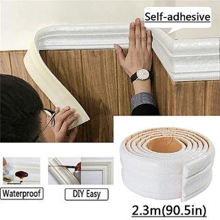 3D Wall Sicker Waterproof Decor Self Adhesive Wall Skirting Border Wall Paper 2.3meter Floor sticker