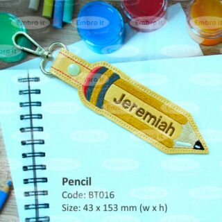Pencil shaped bag tag