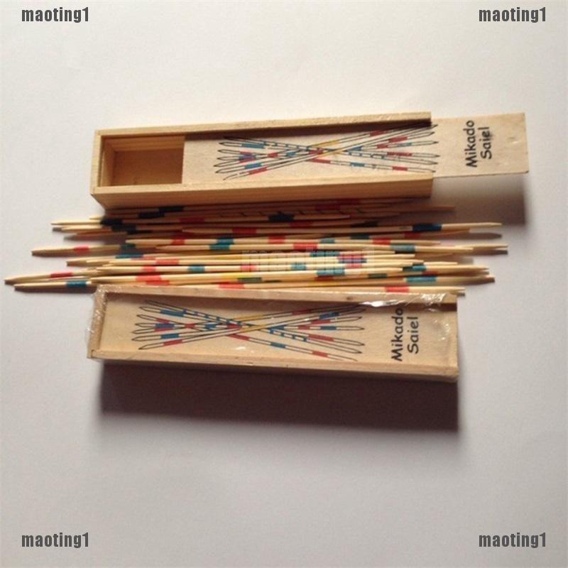 {MT1]Wooden Pick Up Sticks Wood Retro Traditional Game Pickup Stick Toy Wooden Box (2)