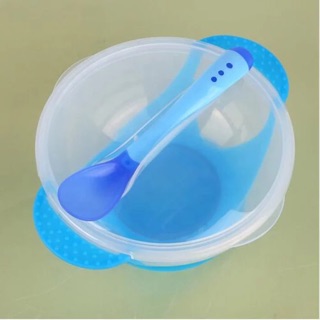 3 Pieces Baby Feeding Suction Bowl with Cover and Temperature Sensing Spoon (6)