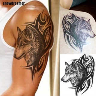 Sdph Large Wolf Head Waterproof Temporary Removable Tattoo Body Arm Leg Art Sticker Dreamer