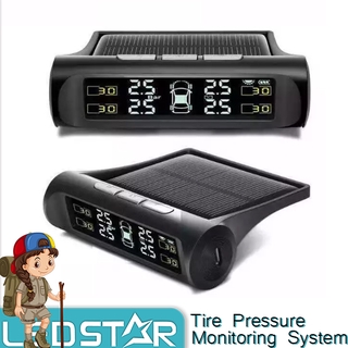 LEDSTAR Wireless Solar Car Tire Pressure Monitoring System + 4 External Sensors TPMS-01
