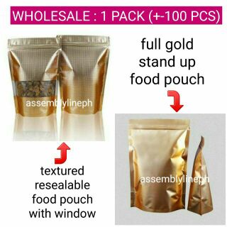 Black/Gold/Silver resealable stand up food pouch