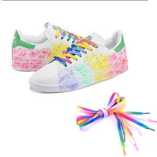 1Pair Rainbow Flat Canvas Athletic Shoelace Sport Sneaker Shoe Laces Strings (2)
