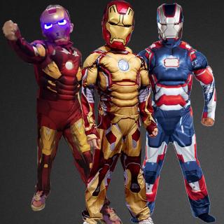 Superhero Iron Man Costume the Avengers War Kids Boys Halloween Party Muscle Ironman Cosplay