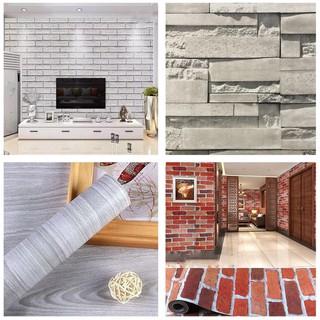 SK Mixes Shop 10M*45CM PVC White Bricks Design Wallpaper Waterproof Sticker (WP36)