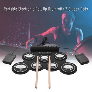 ✦Compact Size USB Roll-Up Silicon Drum Set Digital Electronic Drum Kit 7 Drum Pa 0NU6