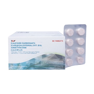 CALCIPLUS TGP Calcium + Vitamin D3 + Simethicone 750mg tablet 8 pcs/pack for bone strength