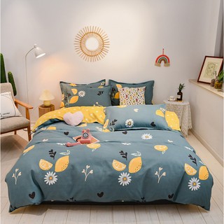 Duvet Cover Quilt Bedding Set with Pillowcases 4 IN 1 Cotton Plain Colored Bedsheet Queen Size (4)