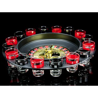 JPM Shot Glass Roulette Complete Set drinking game, 16PCS, Red/Black (6)
