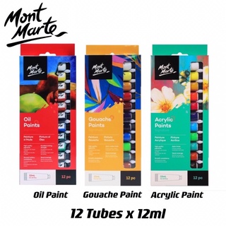 Mont Marte Acrylic / Oil / Gouache Paint 12x12ml