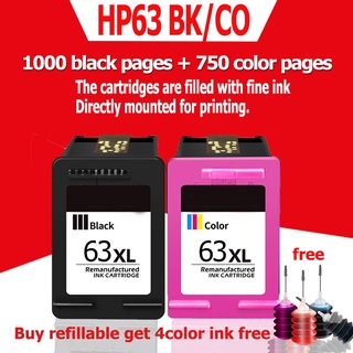 ﹉❆◑hp 63xl ink hp 63 hp 63 xl black hp63xl refillable Ink Cartridge Compatible for hp63 Deskjet 1110