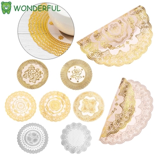 WONDERFUL Kitchen Non-slip Mat Dining Table Bowl Pad Insulation Coaster Bronzing Round Coasters Hollow Heat Resistant PVC Place Placemat/Multicolor