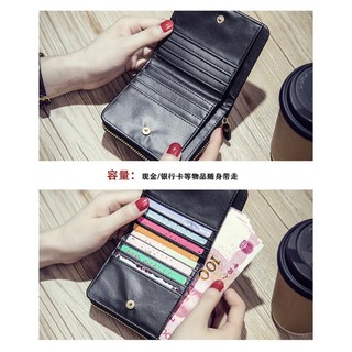 LINQING Korean cute fashion women PU leather mini wallet card key holder (6)