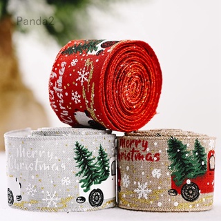 Panda2 Burlap Christmas Holiday Ribbon - Burlap Ribbon with Wired Edge - Gift Wrapping Christmas Tree Ribbon Wreath Bows Trims Decorations