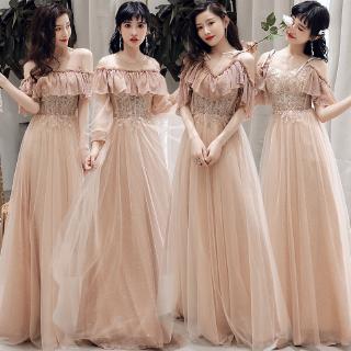 Women Sequins Prom Bridesmaid Dress Glitter Rose Gold Long Evening Gowns Formal