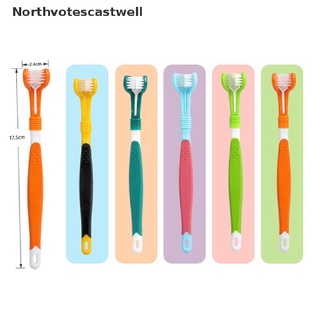 Northvotescastwell Pet Toothbrush Three-Head Toothbrush Multi-angle Cleaning Addition Bad Breath NVCW