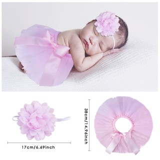 [Ready Stock】2pcs/set Newborn Baby Girl Tutu Skirt + Floral Headband Photography Props Outfits (7)