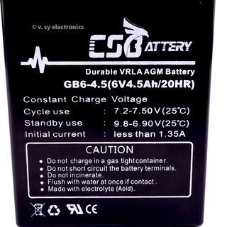 CSBattery 6V DC 4.5AH Sealed Lead Acid Durable VRLA AGM Battery GB6-4.5 6VDC 4.5 AH 6 Volts 4.5 Amps (5)
