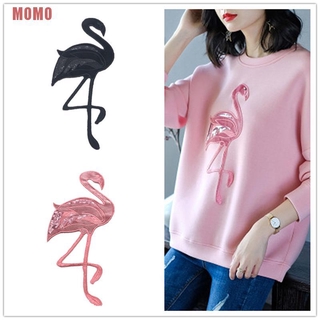 MOMO flamingo bird sequin embroidered patches sew on clothes animal applique craft
