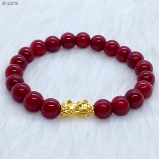 ❐24K HK Gold PiYao in Red Howlite Stone Pawnable