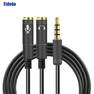 3.5mm jack stereo headphone+mic audio splitter aux extension adapter cable