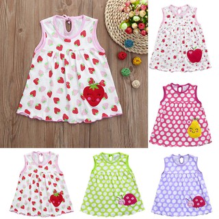 KAWAYI Cute Baby Cotton Flower Dot Striped Tees Dress 0-2Y Free size (1)