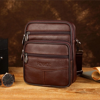 Men Genuine Leather Crossbody bag Vintage Cow Solid Color Belt Packs Casual Small Handbag сумка