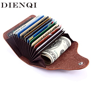 DIENQI Card Holder Wallet for Men Genuine Leather Wallet Mini Hasp Male Short Trifold Wallet Women S