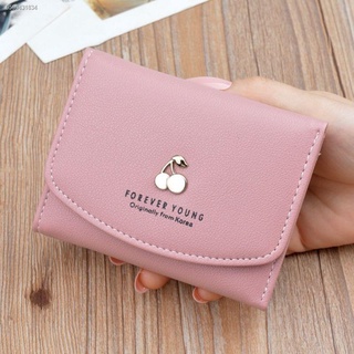 Ladies wallet female short small wallet cherry 2021 new Korean student folding multifunctional clutc