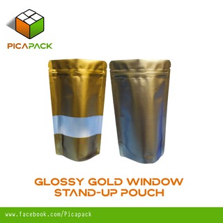 100 PCS Glossy Gold Standup Pouch Resealable Pouch with Ziplock (4 designs)