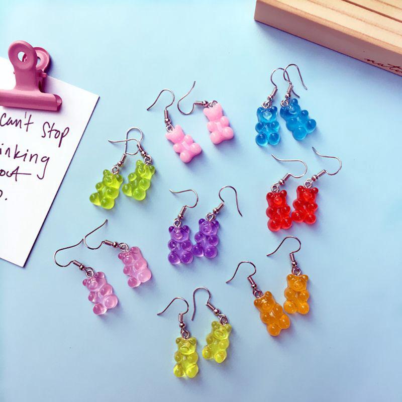 ✿INF✿Earrings Dangle Hook 1 Pair Creative Cute Mini Gummy Bear Earrings (1)