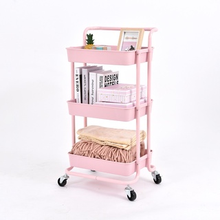 ☞✢✾Home Zania 3-Tier Pink Kitchen Utility Trolley Cart Shelf Storage Rack Organizer 1Pc 83.5 By 43 C