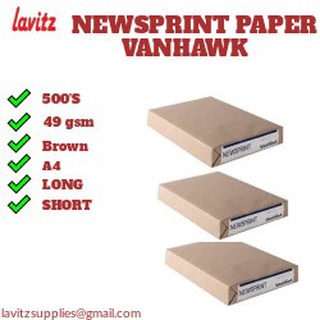 【top】 Newsprint Vanhawk Paper A4 / Short / Long 500's 49gsm
