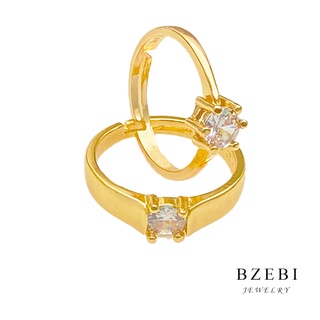 BZEBI 2pcs 18k Gold Plated Adjustable Couples Ring Set with Box Cubic Zirconia for Women Girl men Jewelry Lady Birthday Lover Gift 2294r