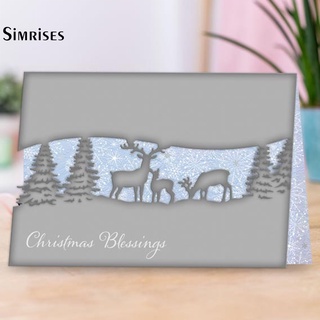 Si 3 Styles Embossing Stencil Christmas Elk Tree Invitation Card Cutting Dies Creative DIY Crafts