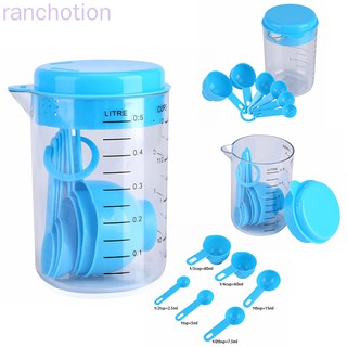7PCS/Set Plastic Measuring Cups with Spoons Measure Kitchen Utensil Cooking Scoops Sugar Cake Baking Scales Spoon ranchotion