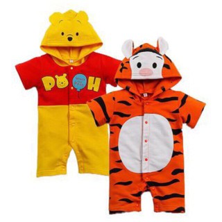 【Ready Stock】♀◕﹉Baby Disney Winnie the Pooh & Tiger Overall Romper Cartoon Hoodie