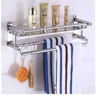 40cm bathroom shower wall mounted space stainless steel towel storage hanger shelf holder stand rack