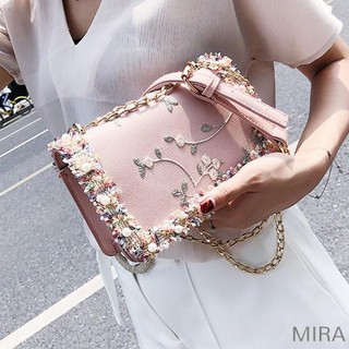 women leather korean flower satchel handbag sling bag