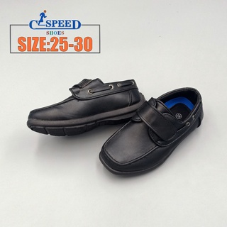 T802 COD Leather Loafers Black Shoes For Kids Boys 25-30