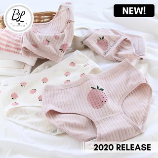 【M-XL】5 pcs Cute Strawberry Pink Pastel Design Soft Breathable Cotton Panty Underwear Kid Teen Adult