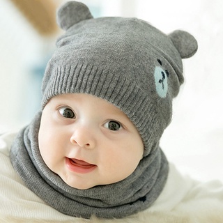 2Pcs Baby Hat Scarf Set Bear Cat Warm Knitted Baby Winter Hat Cap Bonnet Kids Hat Boy Girl Caps Boys