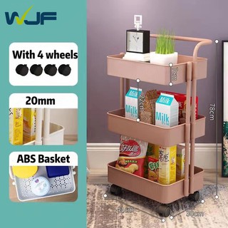 WJF NEW 3-Tier Kitchen Utility Trolley Cart Shelf Storage Rack Organizer with Wheels and Handle (3)