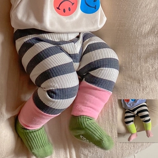 Infant Girls Boys Striped Candy Side Leggings Newborn Baby Striped Stretch Pants Spring Autumn Trousers